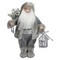 Northlight 12" Gray and White Standing Santa Claus Christmas Figurine with Bag and Lantern